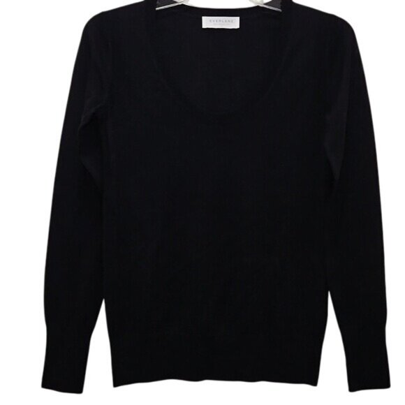 Everlane Wool Blend V-neck Sweater Size XS New Black Business Casual Career - Picture 2 of 7